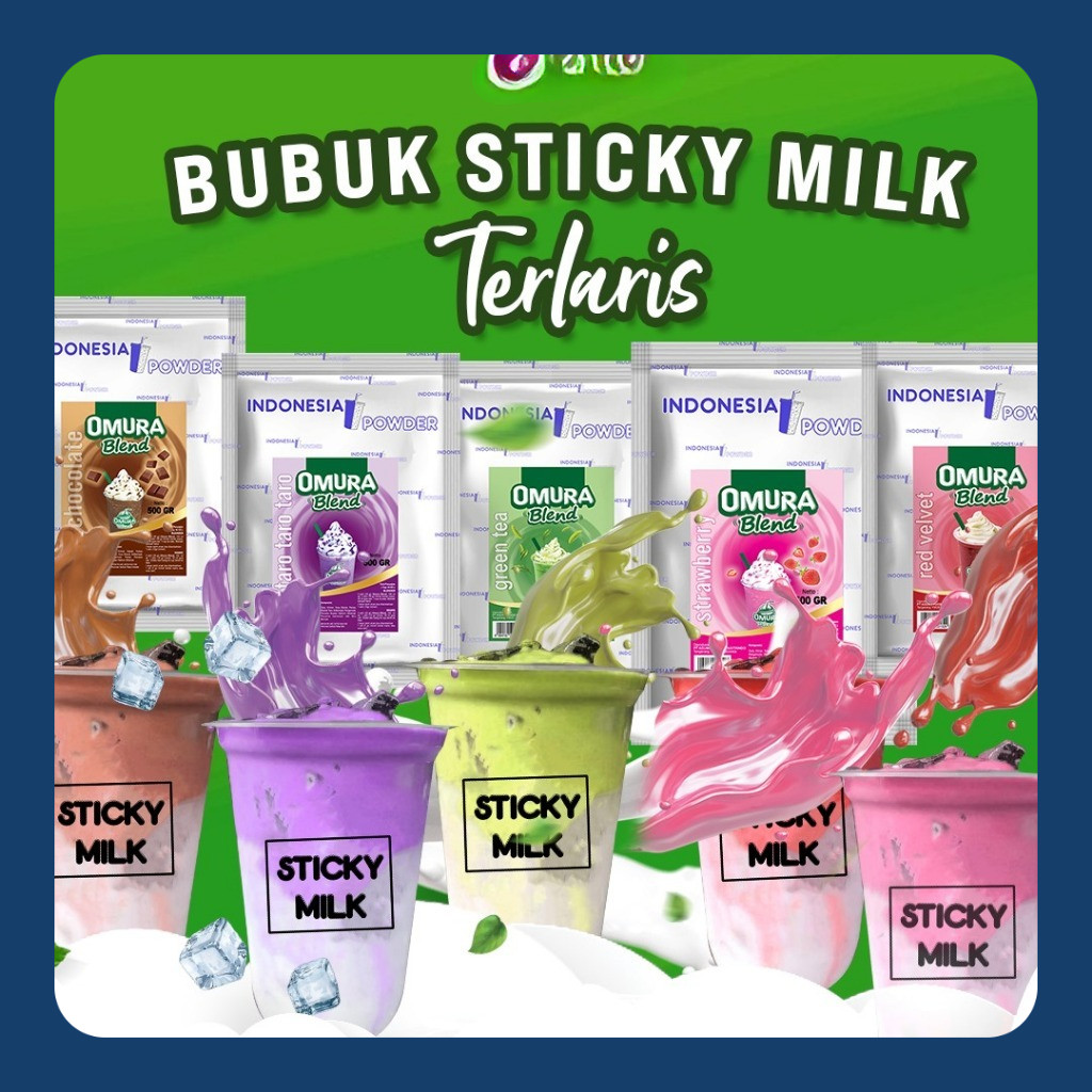 

[BUBUK STICKY MILK] Bubuk Sticky Milk Premium Minuman Es Kwentel Aneka Rasa Mengandung Gula Susu Dan Krimer Omura Blend Premium Powder Series 1 KG 500 GR