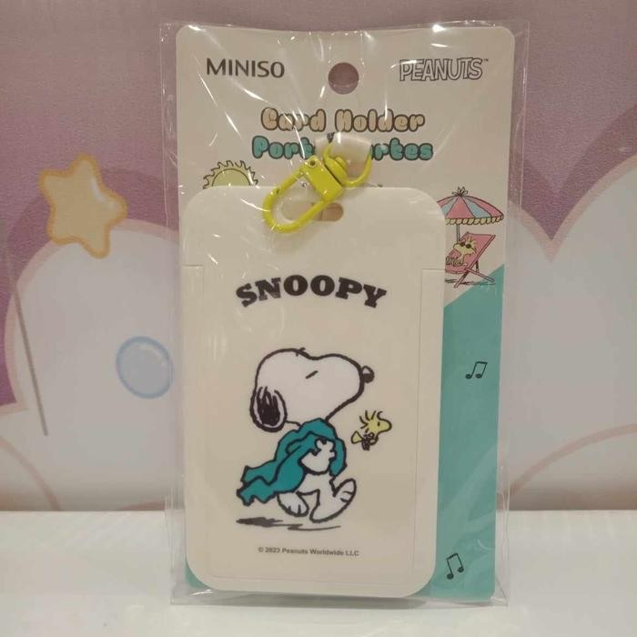 

ANDMA Miniso Tempat Kartu dengan Tali - Snoopy Summer Travel Collection - Putih