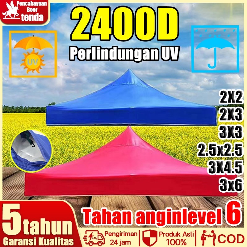 【2400D Perlindungan UV】Ekstra Tebal Terpal Tenda Atap Tenda Lipat Atap Tenda Jualan Tenda Lipat Kain