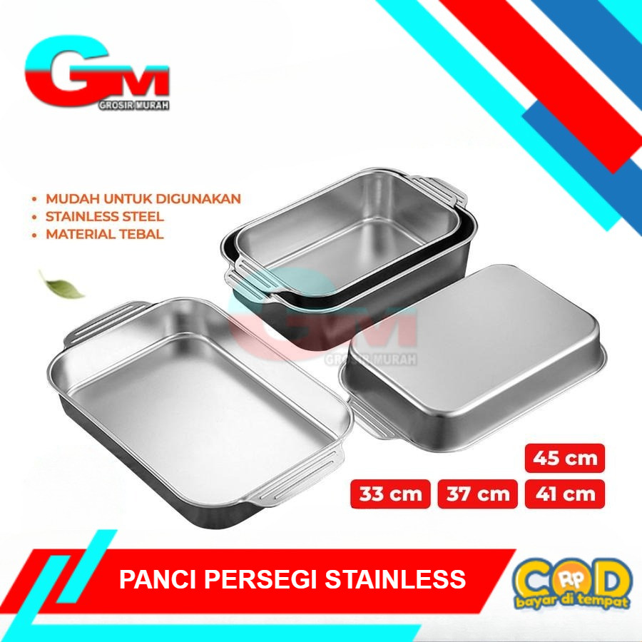 Panci Persegi SATUAN Prasmanan Luxury Panci Stainless Set Tutup Tahan Karat / Wadah Saji Lauk