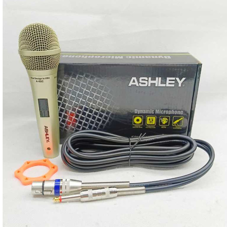Mikrofon Ashley A02 Dynamic Microphon Ashley Bonus Kabel 6 Meter Original terlaris