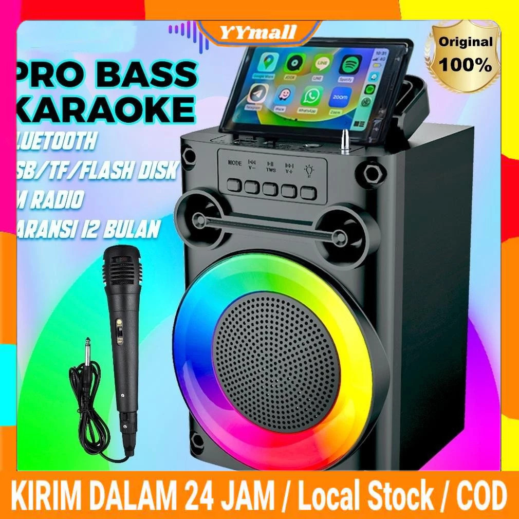 【PRO BASS】Speaker Bluetooth Karaoke Protable Super Bass Polytron Besar Original Mini Wireless Musik 