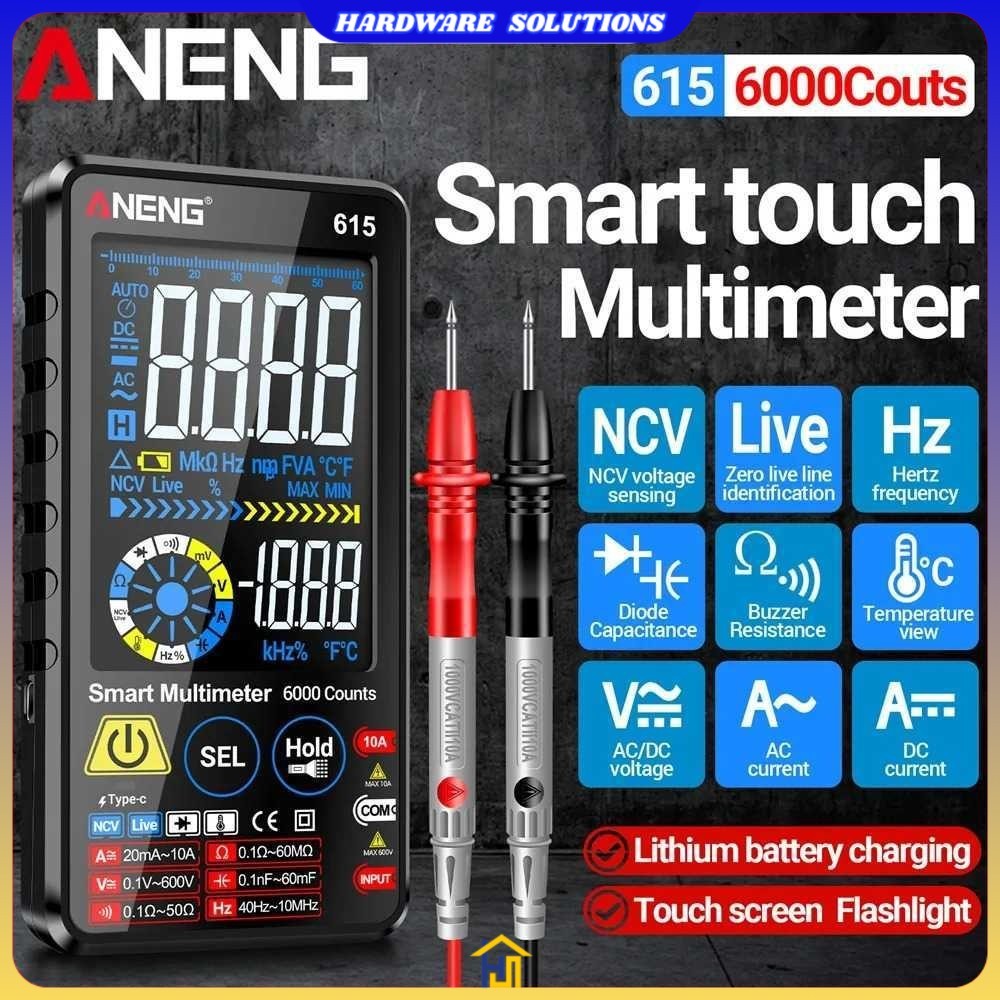 ANENG Digital Multimeter Touchscreen NCV Lighting 6000 Count 700mAh - 615