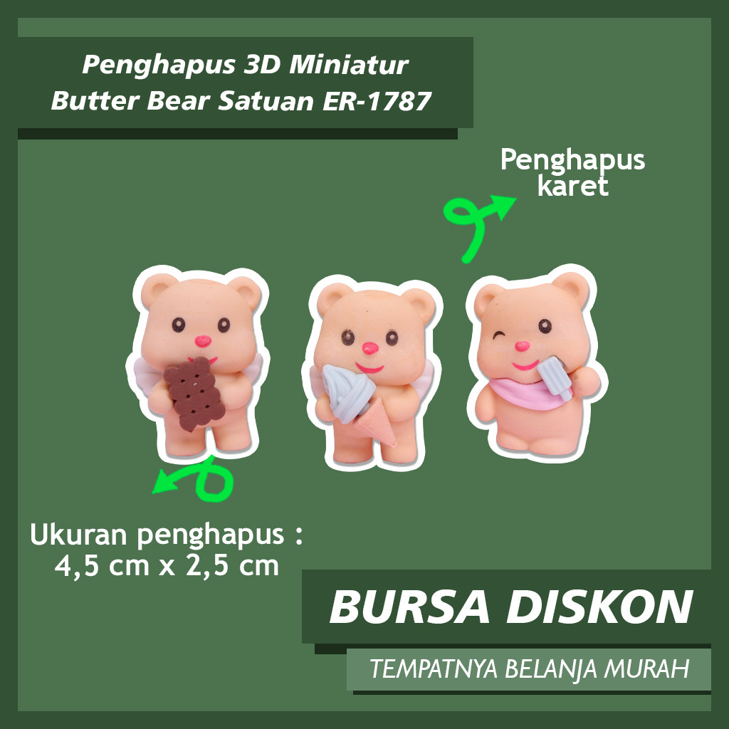 

Penghapus 3D Miniatur Butter Bear Satuan ER-1787 Eraser Hapusan Pensil Beruang Setip Stip