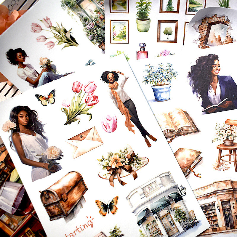 

Mr. Paper 20 sheets/book, PET sticker book retro literature courtroom style DIY scrapbook diary decoration stationery sticker