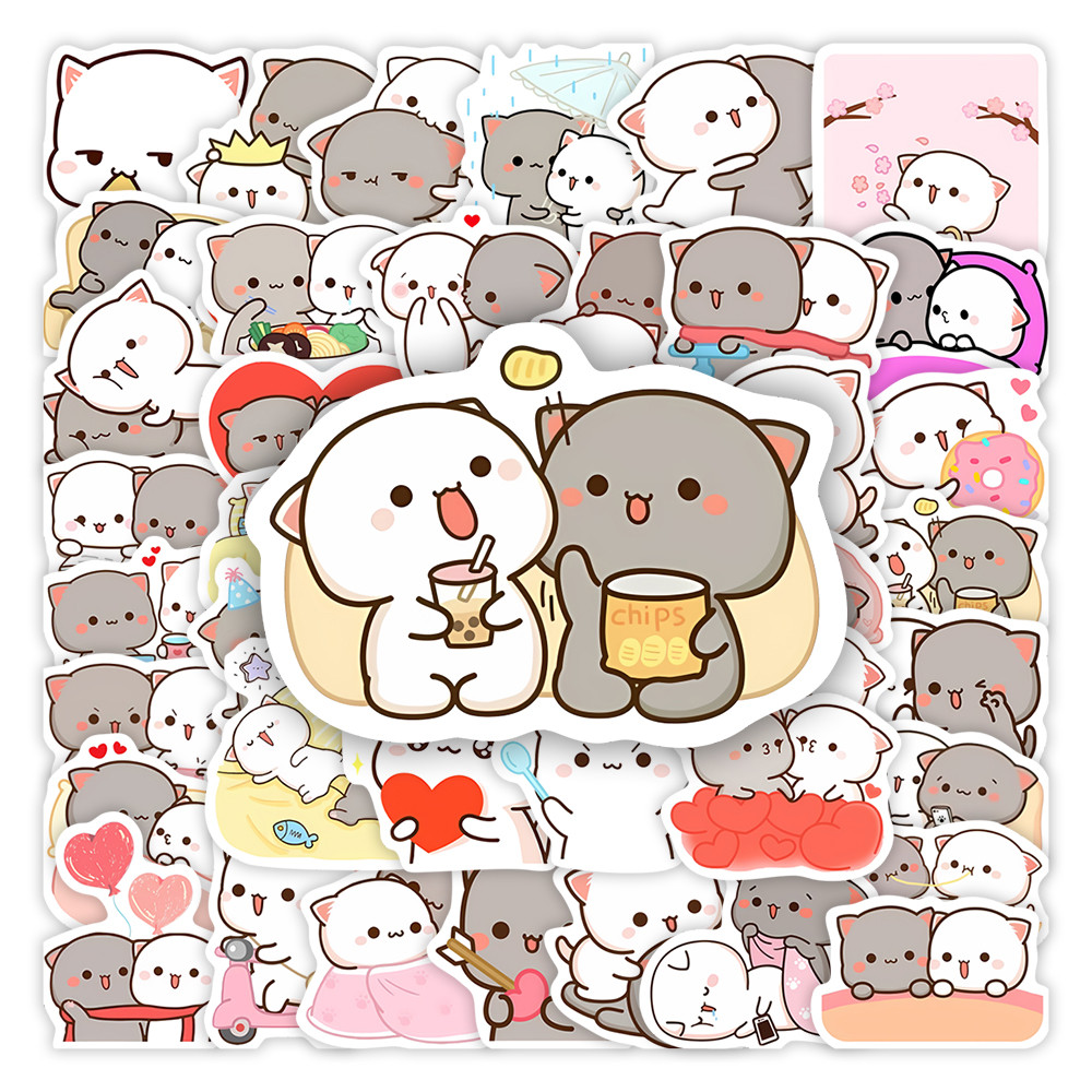 

Cute Cartoon Couple Cat Stickers DIY Kid Toys Gift Waterproof Decal for Laptop Scrapbook Diary Luggage Phone Notebook Decorative