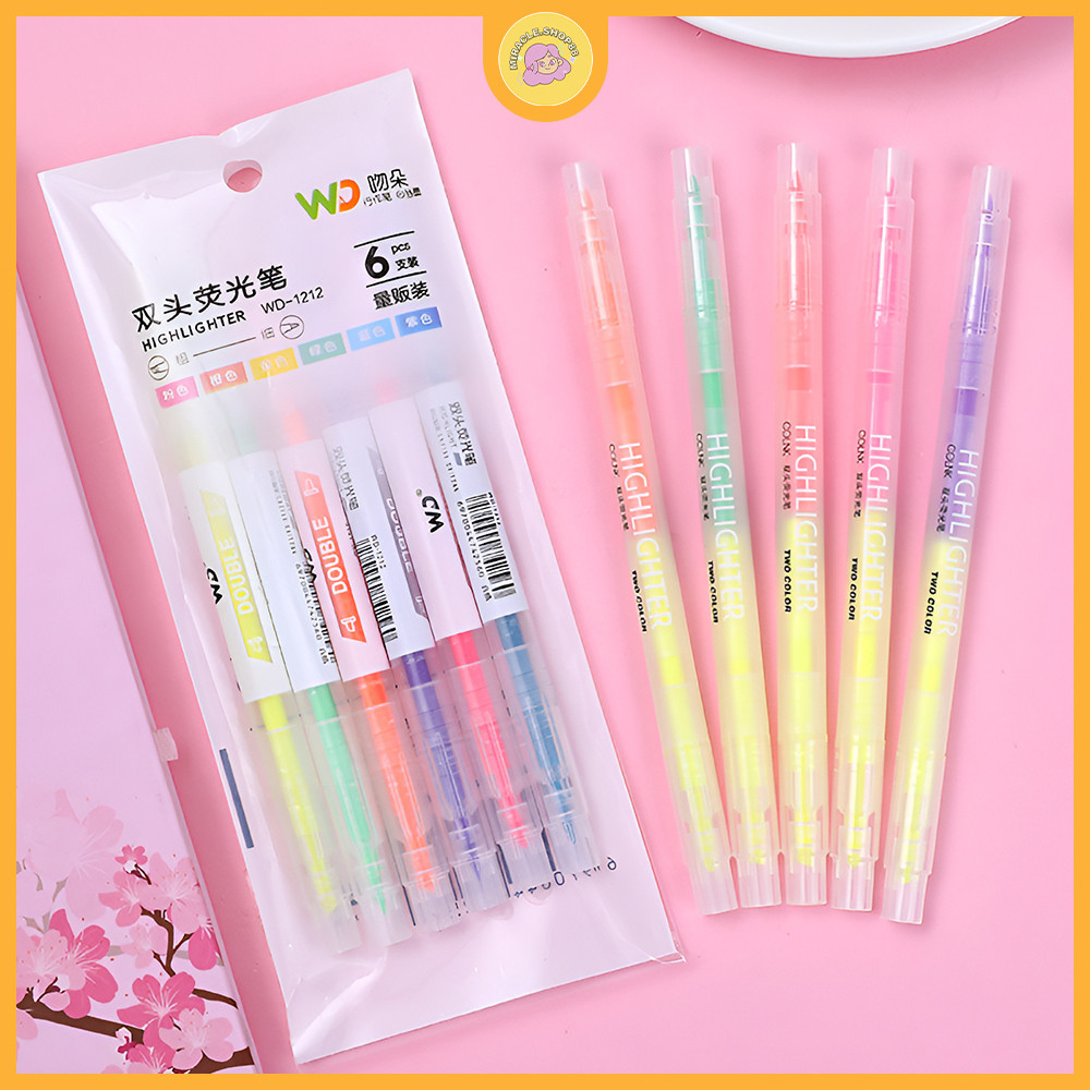 

MS Stabilo panjang 2 sisi warna warni isi 6 pcs highlighter 2 sides