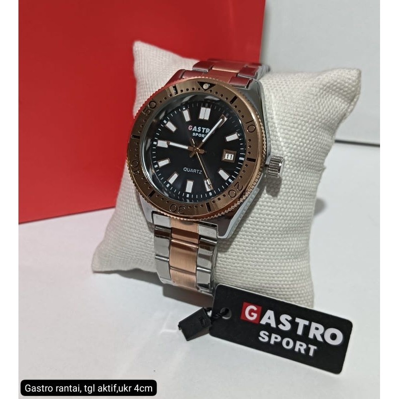 ( PROMO) JAM TANGAN PRIA GASTRO SPORT ORIGINAL RANTAI STAINLESS TANGGAL AKTIF DM 4.0CM FREE BOX ANAL
