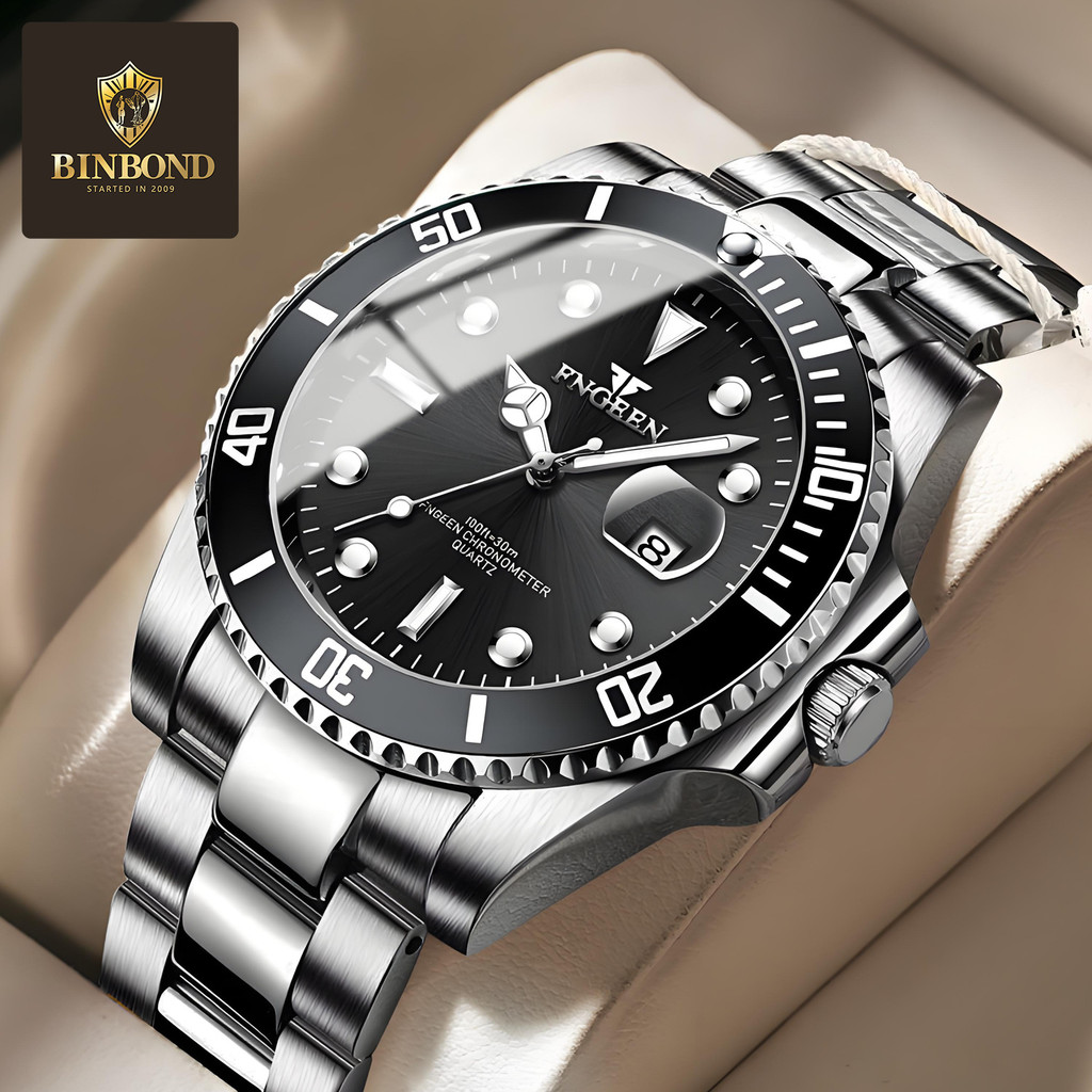 

Jam Tangan Submariner Hijau Bercahaya FNGEEN untuk Pria Gaya Olahraga Kuarsa Tali Stainless Steel Jam Kalender Model Perdagangan Luar Negeri Baru