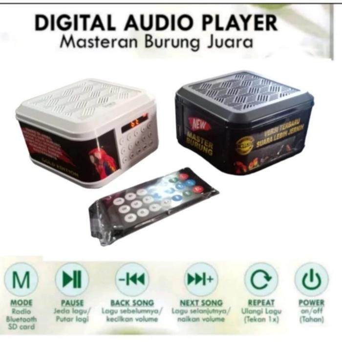 moncer go masteran burung MP3 speaker digital kicau audio suara alam - Hitam