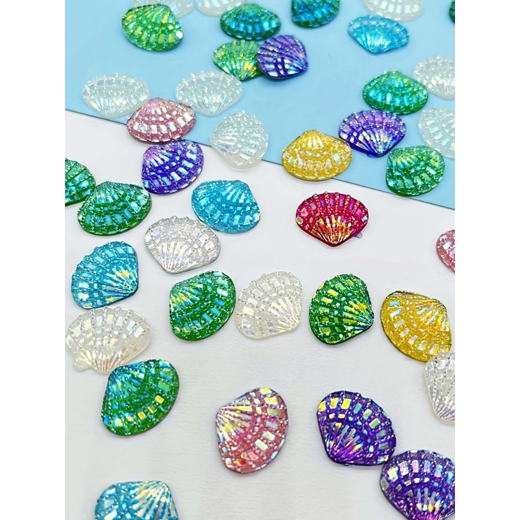 

20 PCS Sparkle Shell Rhinestones-AB Color Resin Flat Back,Scrapbook DIY Crafts Making Jewelry Beads Accessories Art Supplies
