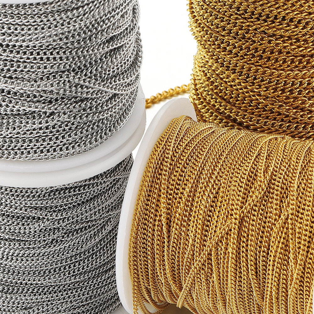 

2 meters Stainless Steel Rolo Bulk Chains Cable Link Chain for Neckalce Bracelet Jewelry Making DIY Accessories Wholesale