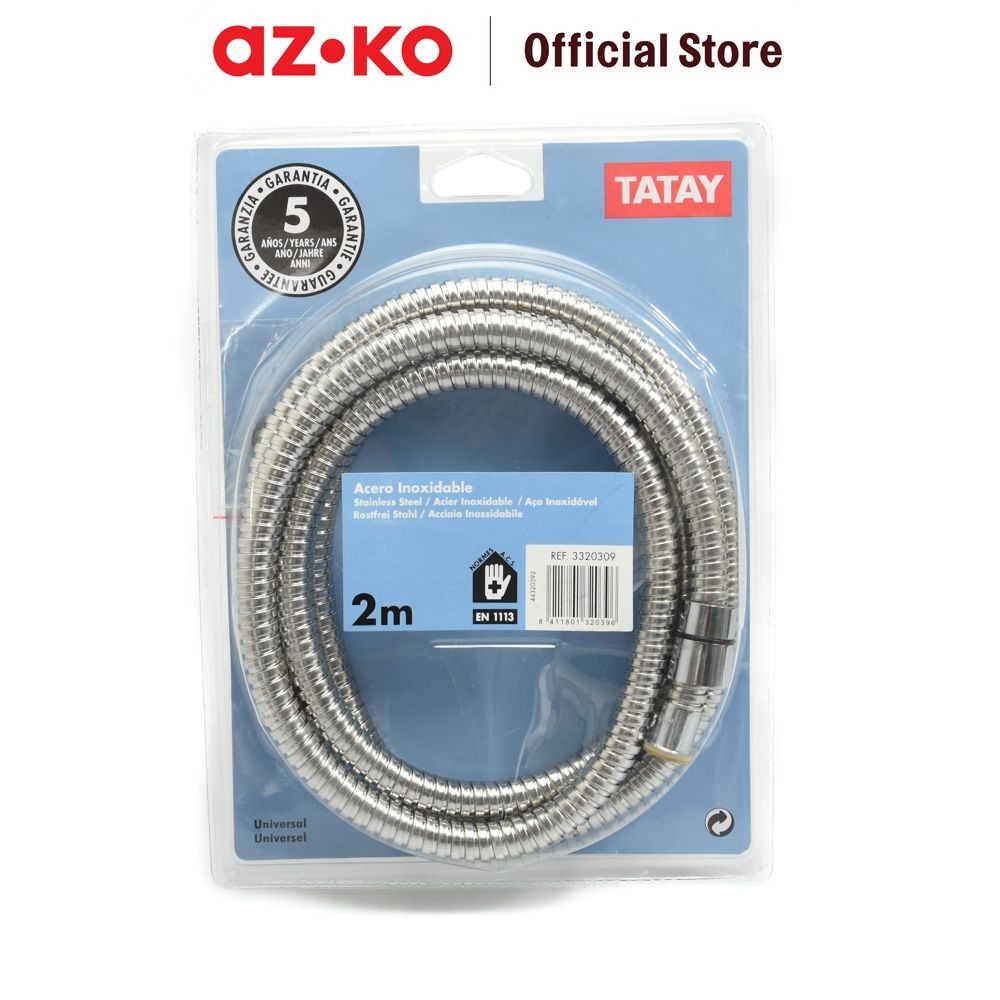 AZKO Tatay 2 mtr Selang Shower Brass - Silver Shower Hose Selang Air Shower Perlengkapan Kamar Mandi
