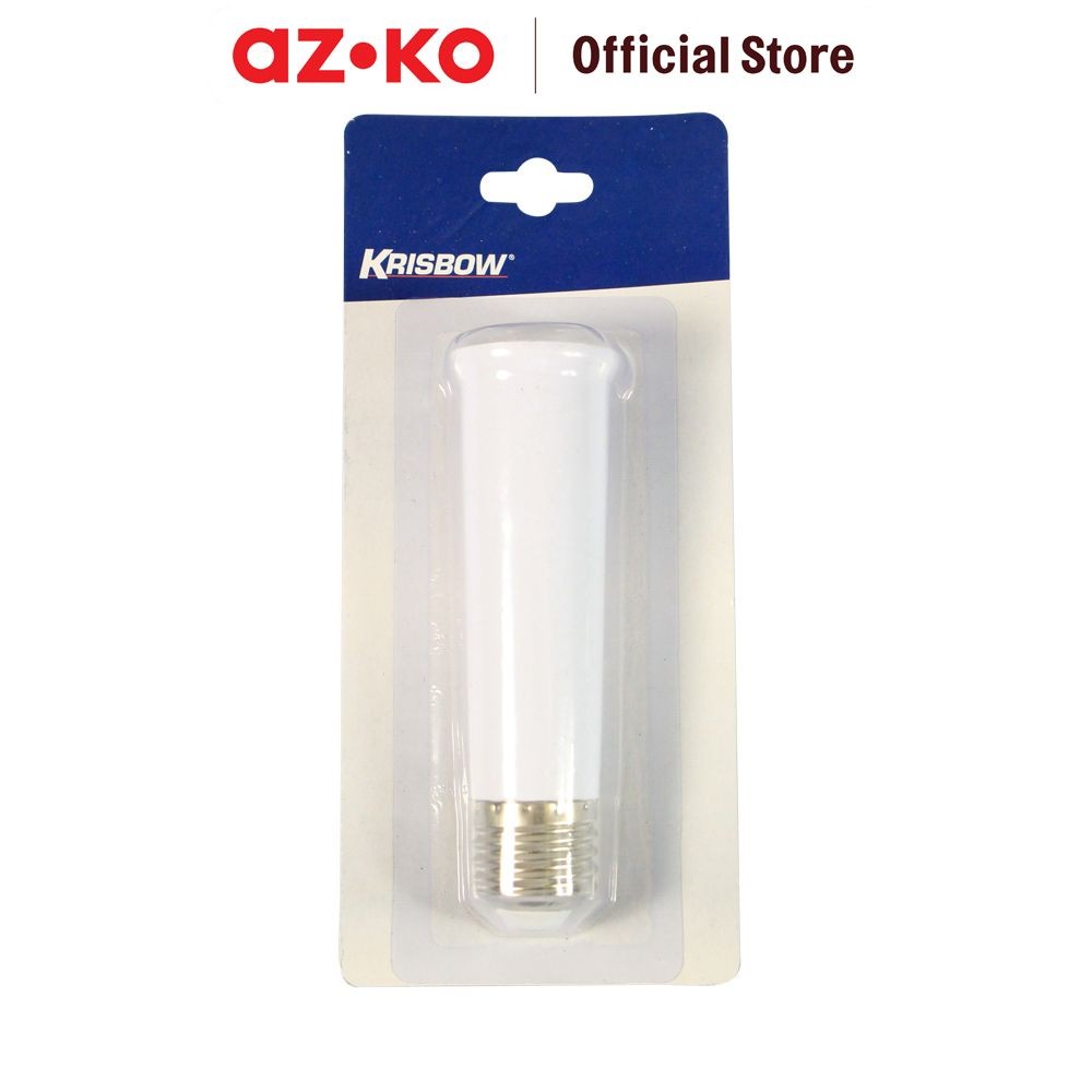AZKO Krisbow Soket Lampu Long Extension 12.5 cm E27 - Putih Bulb Socket Holder Base Lampu Indoor Out