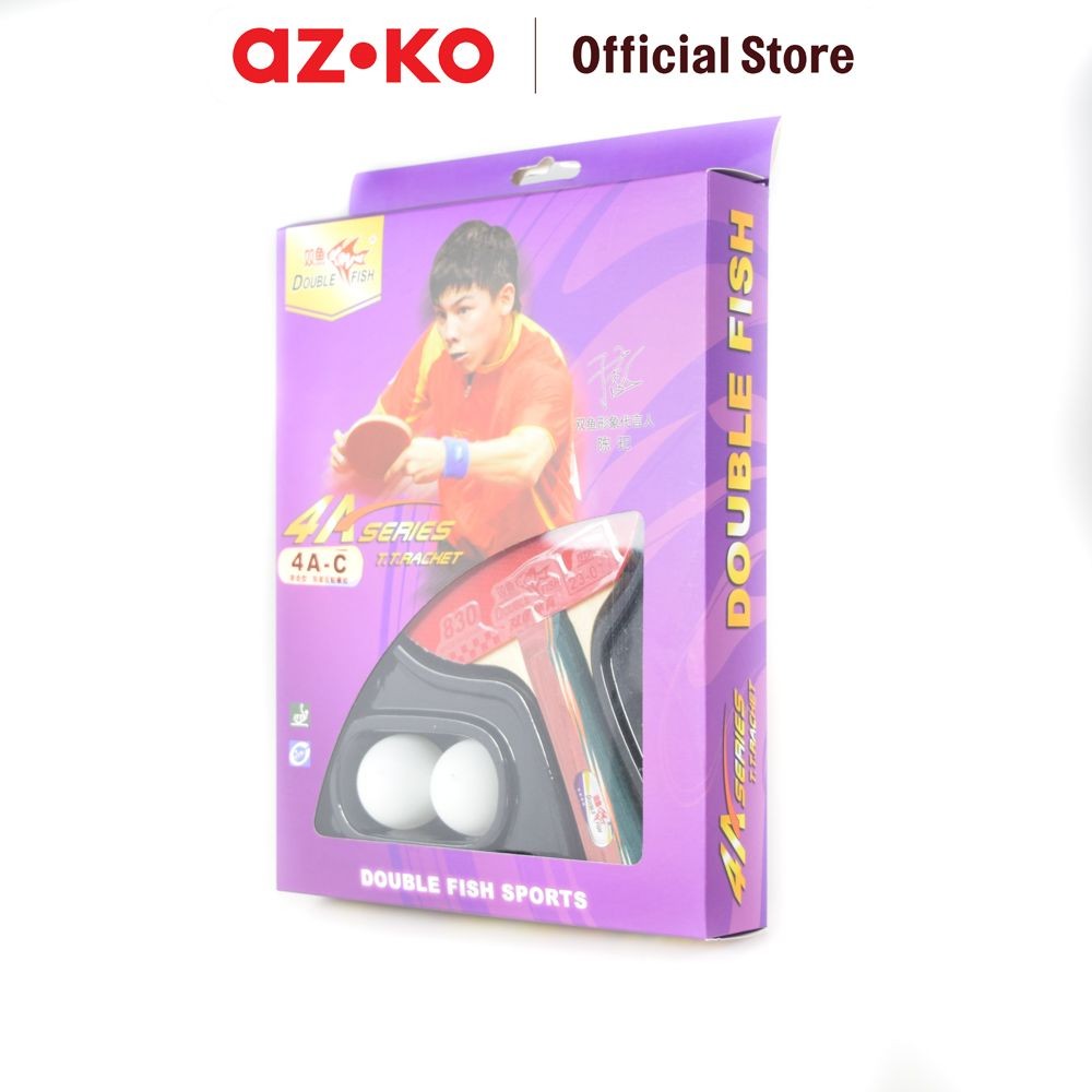AZKO Double Fish Set Bat Tenis Meja 4A-C Bet Tennis Meja Bat Pingpong Perlengkapan Ping Pong Perleng