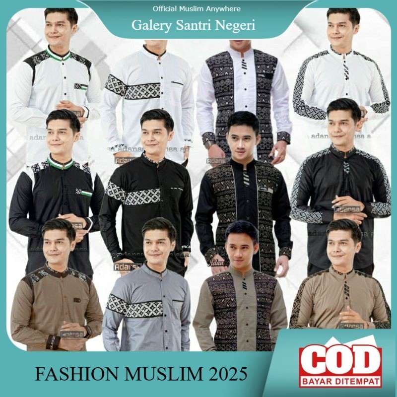 Baju Koko Hadroh Azzahir Original Adansa Kemeja Koko Pria Gus Azmi Baju Muslim Dewasa Lengan Panjang