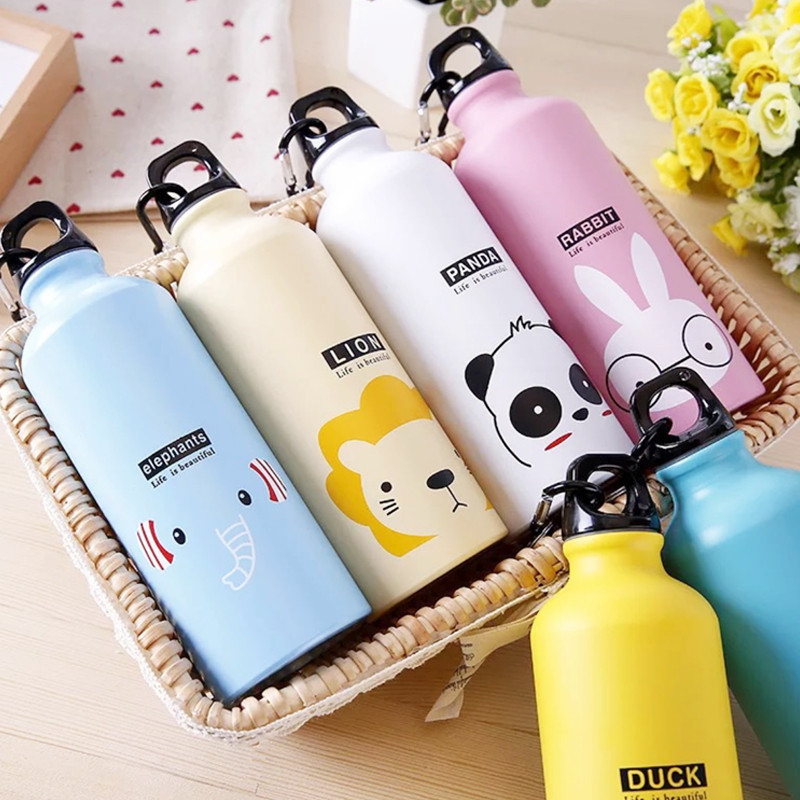 Mehaa Botol Minum Unik Korea Kartun 500ML | Tmpat Botol Air Minum Anak Lucu Hewan Karakter dan Kokoh