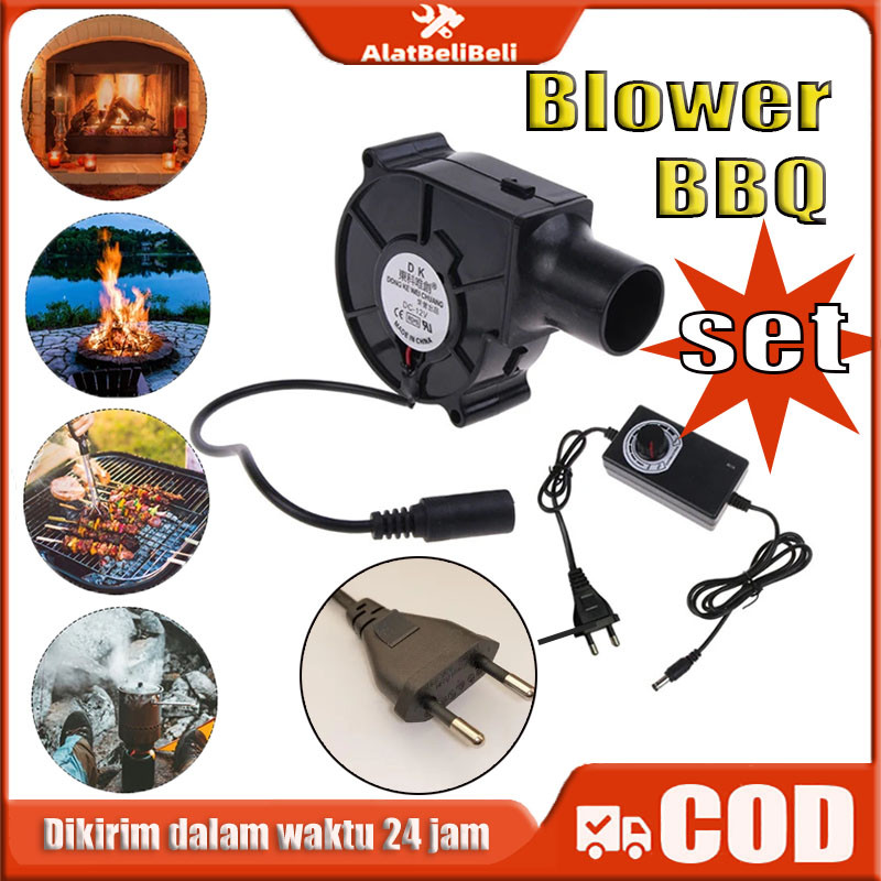 Blower Mini BBQ Kipas 1 Set/Blower Angin Udara Kecepatan Dapat Disesuaikan Termasuk Adaptor/Kipas An