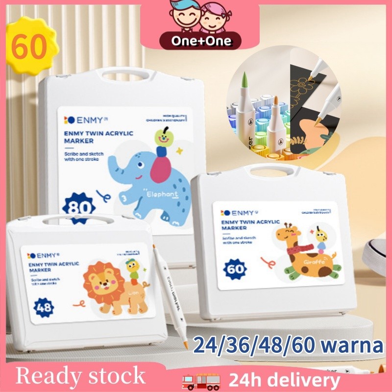 

【Double-ended】Set Marker Akrilik 24/36/48/60 Warna yang Beragam dan Menarik untuk Seni