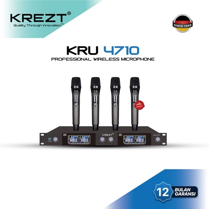 Microphone Wireless KREZT KRU-4710-4 Microphone Wireless Handheld Uhf