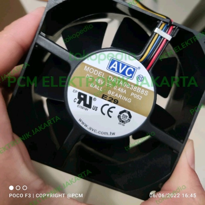 SB99 exhaust fan kipas pendingin AVC DATA0838B8S 48 volt 8 cm ball bearing