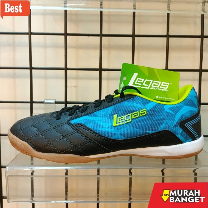 rekomendasi sepatu futsal Sepatu League Legas Futsal Pria Hitam Biru Tyra La Original Murah - 39