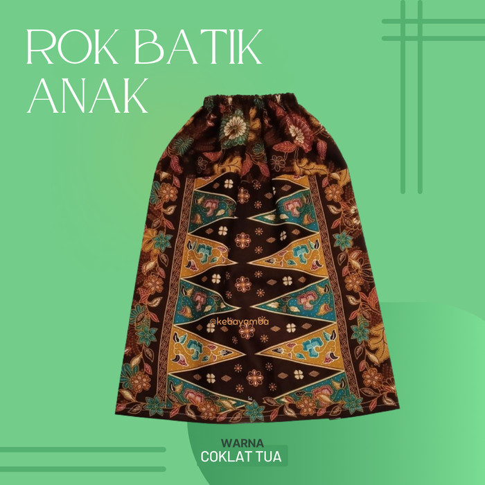 ✨NEW✨ -Rok Batik Anak TK - S D Usia 4 sampai 13 tahun - Hijau Merah, 1- 1.2.23