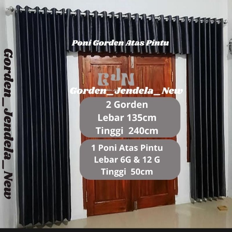 Gorden Blackout Polos 1 Set  (2 Gorden + 1 poni atas pintu) Gorden Blackout Polos Gorden Sangat Teba