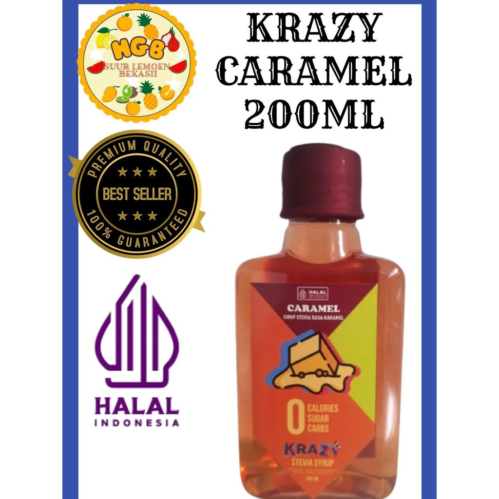 

KRAZY Stevia Caramel Pemanis Alami Sirup Bebas Gula Sugar Free 200 ml ORIGINAL 100% by HGB market