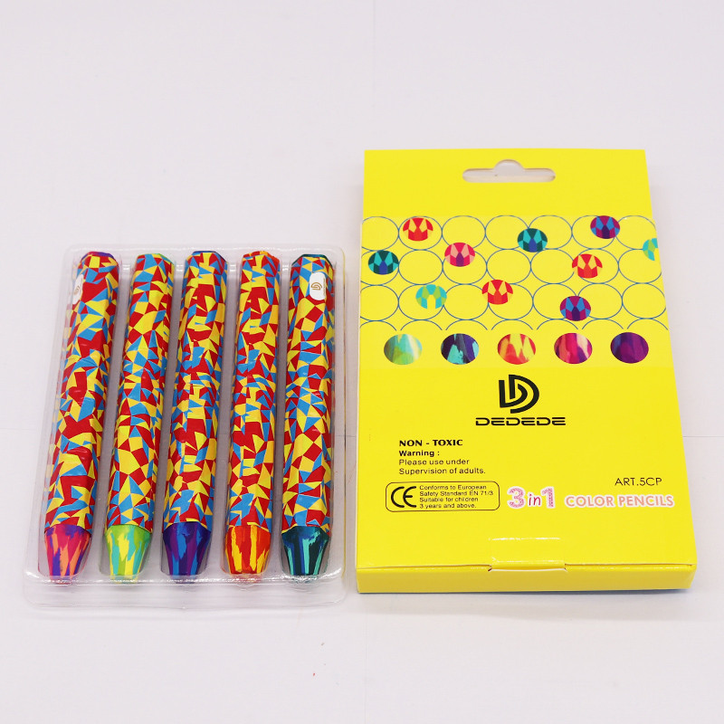 

DEDEDE Wax Crayon Candy Color Crayons 5pcs Creative Graffiti Kawaii 3 in 1 Colored Pencils Child Safety Painting Non-toxic