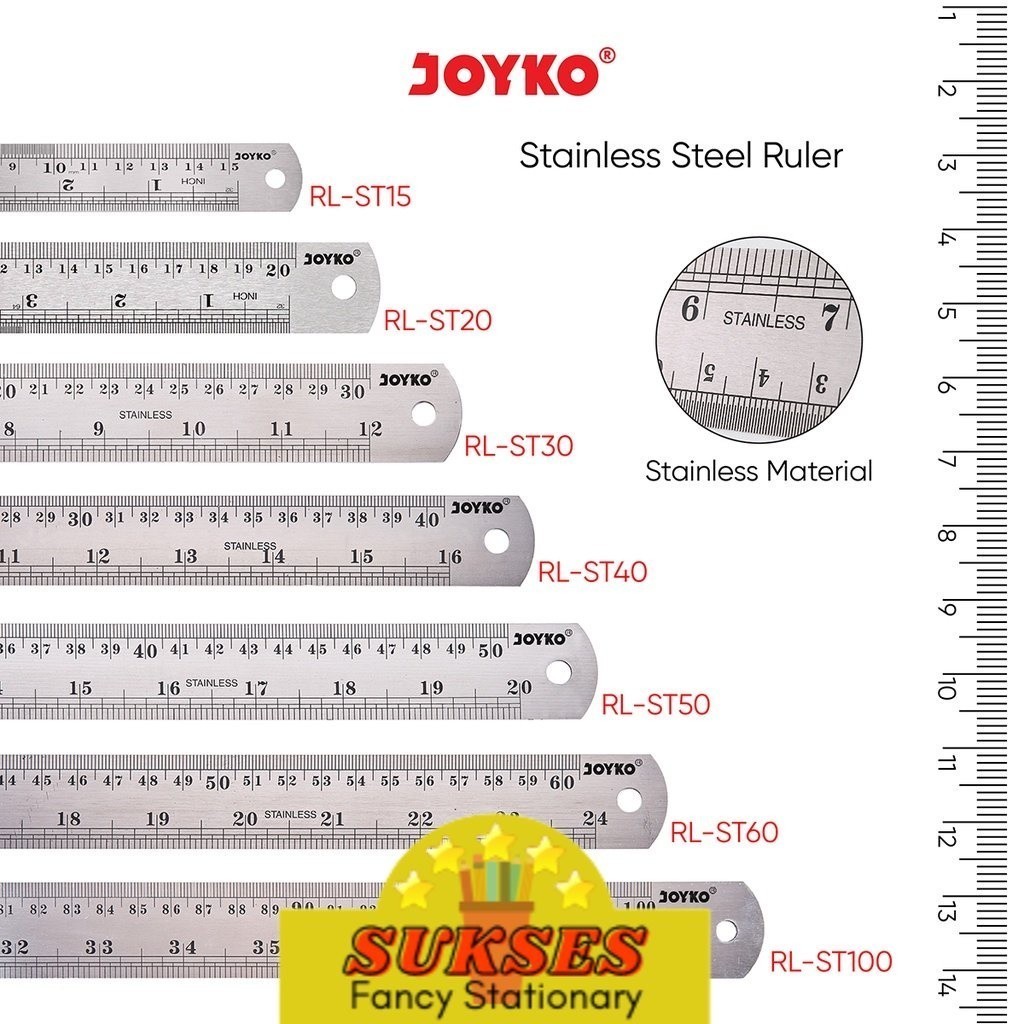 

Joyko Stainless Steel Ruler Penggaris Besi