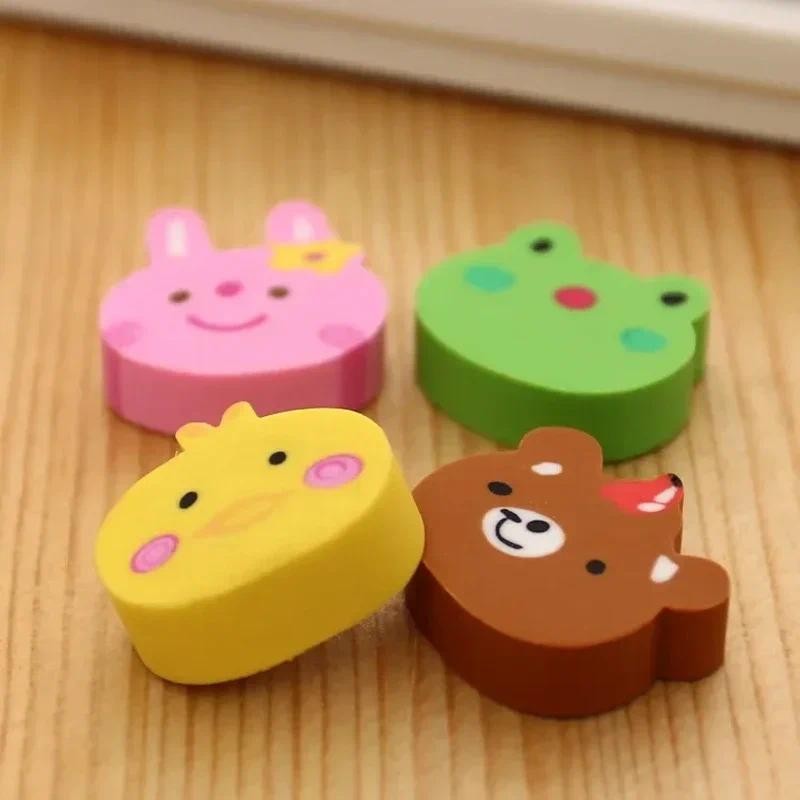 

4Pcs Pencil Eraser Rubber Kawaii Animal Erasers Primary Student Prizes Promotional Gift Stationery for Kids Cute Eraser