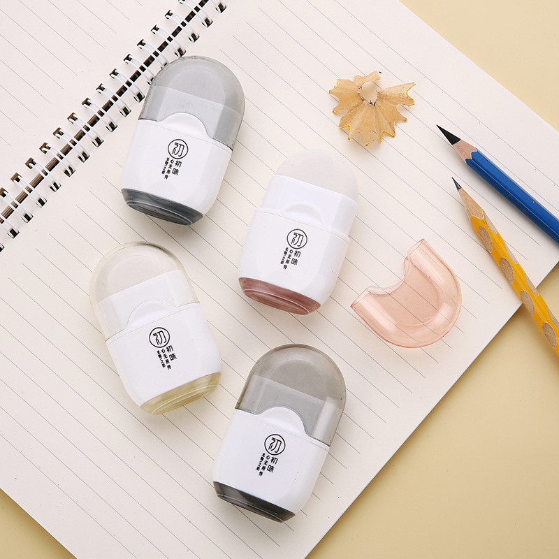 

Creative Single Hole Pencil Sharpener Eraser Two in one Multifunctional Office Stationery Mini Cute School Supplies