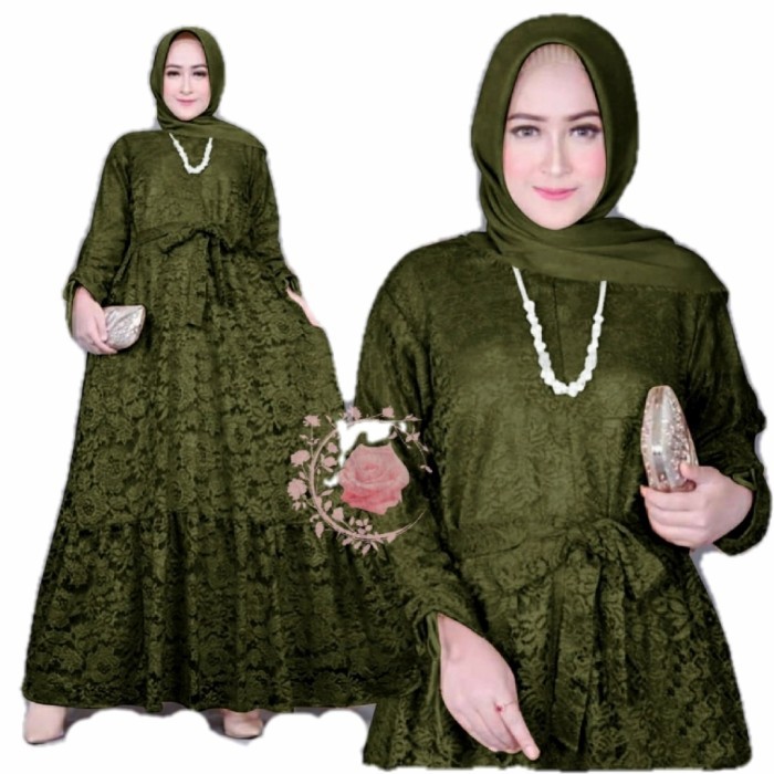 Gamis brukat XXXL marifa army baju brokat import jumbo murah mar GB