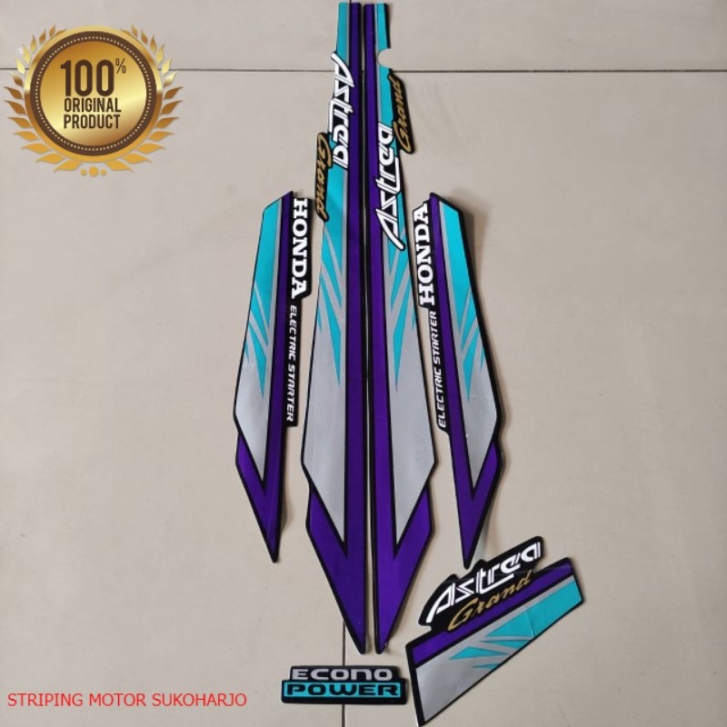(ORI) STRIPING HONDA ASTREA GRAND BULUS KAPSUL LIST BODY 1993 hijau ungu kualitas original