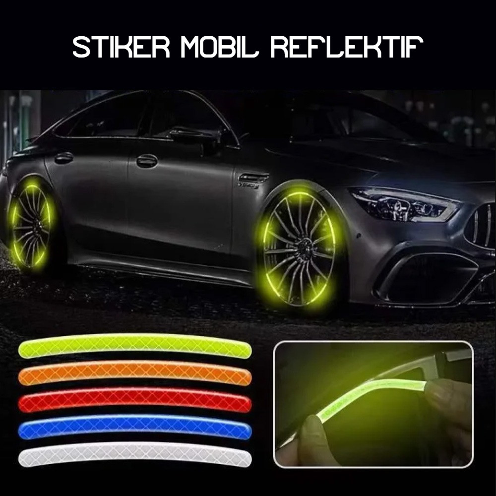 【Stok Tersedia】Reflektor Sticker Velg 20Pcs - Stiker Reflektif Roda Mobil & Motor, Hub Roda Stiker S