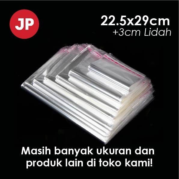

PLASTIK OPP LEM ukuran 22x32 cm 1 pack isi 100 lembar
