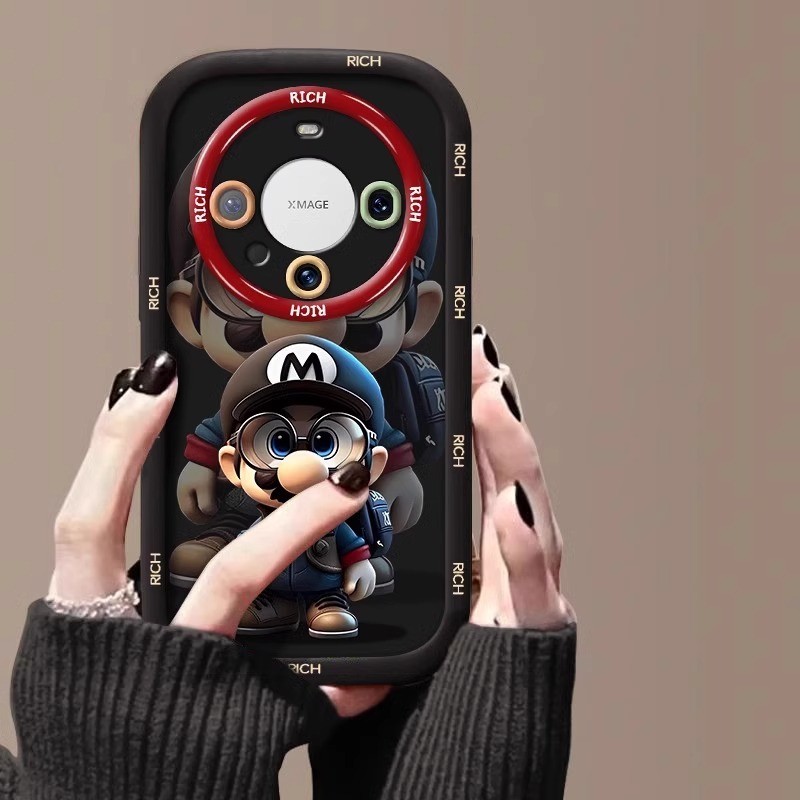 Casing Pelindung Puff Krim Perasaan Premium Yang Dilukis Dengan Lukisan Kartun Mario Yang Cocok Case