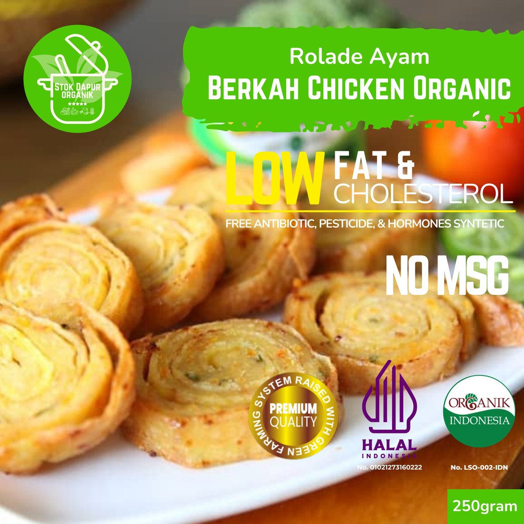 

Berkah Chicken Rolade Ayam Broiler Organik Prebiotik Beku/Frozen Kemasan 250gr