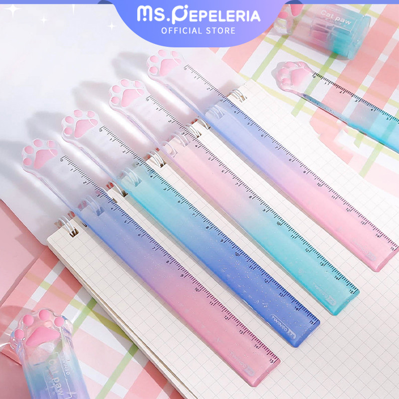 

Penggaris Cat Paw Cute Ruler/Penggaris Cakar Kucing Gradien Transparan 15cm-Ms.Pepeleria