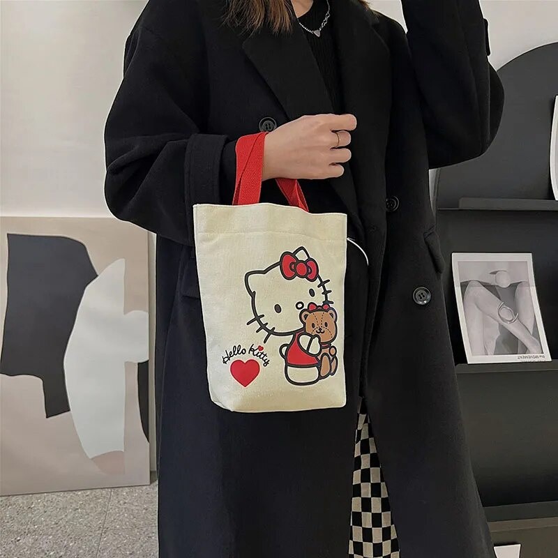 Kiara Tas Kosmetik Ukuran Kecil Kanvas Totebag Lucu Tas Jinjing Tas Tangan Kawaii Souvenir