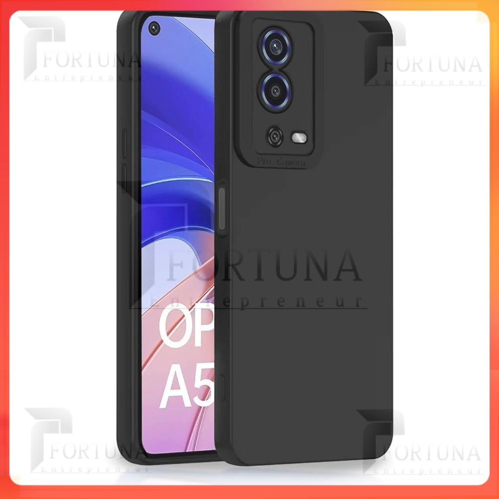 [ FORTUNA ] Softcase Black matte Oppo A55 , Oppo A57 2022 , Oppo A77S Silikon Case Pro Camera