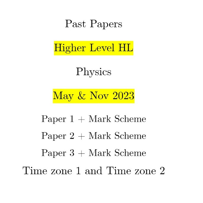 [Hardcopy] IB Diploma Past Papers HL Physics Tahun 2023