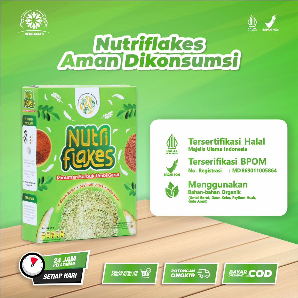 

Nutriflakes Original Sereal Umbi Garut Solusi Atasi Asam Lambung Magh Gerd, Suplemen Makanan Diet