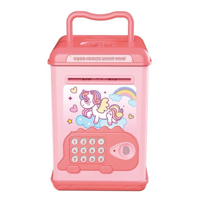 Celengan Anak Otomatis Fingerprint Elektrik Mainan Brankas Mini Sensor Sidik Jari Edukasi Hadiah Kad