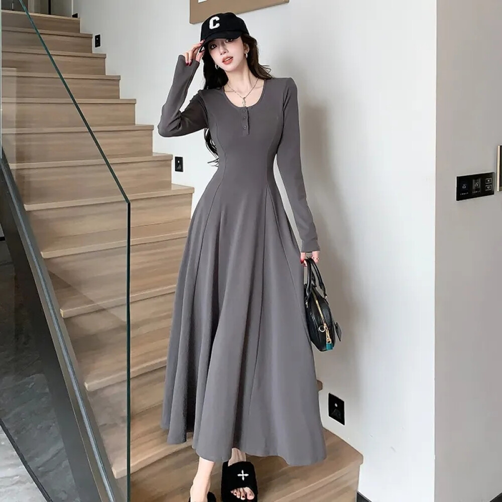 [ready stock]FADFAD Gaun wanita kelas | Atas hitam berlipat | Lengan panjang | Kerah V-neck | Wrap d