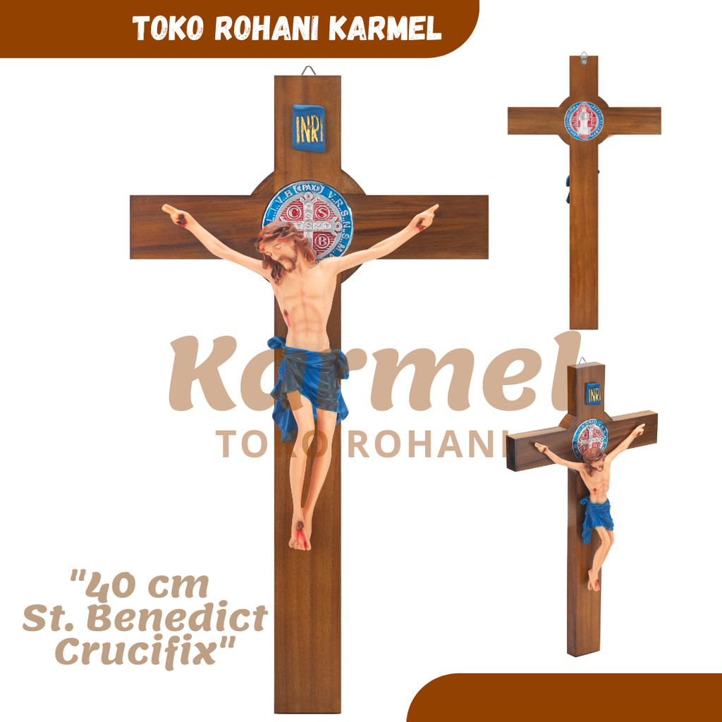 SALIB GANTUNG BENEDIKTUS 40 CM / SALIB KATOLIK / SALIB DINDING BENEDIKTUS / SALIB ST.BENEDICT