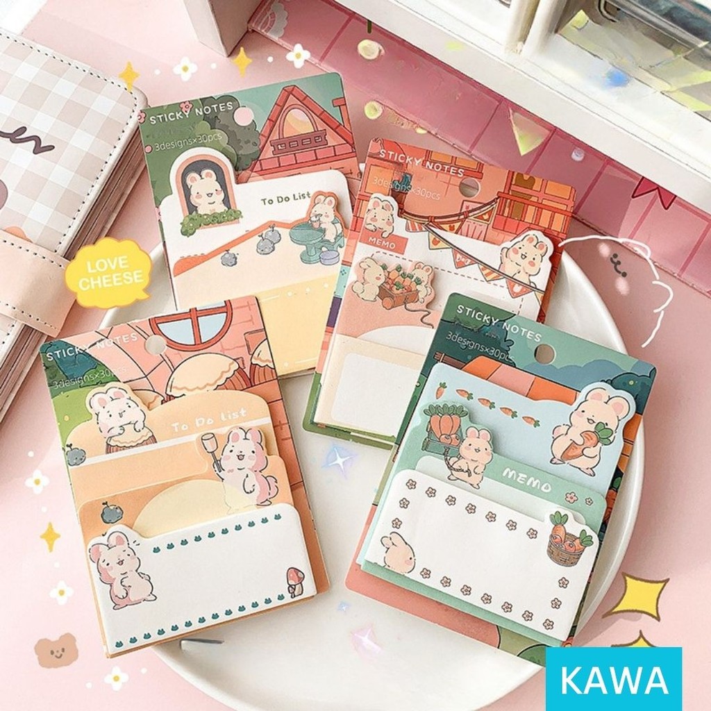 

KAWA Sticky Notes Set 3 Ukuran 90 Lembar 3in1 Multi Layer Stick Note Catatan Kertas Tempel Memo Pad