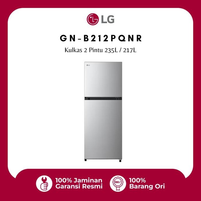 LG Kulkas 2 Pintu 217L Low Watt Tanpa Bunga Es Non Inverter Gray Metal GN B212PQNR
