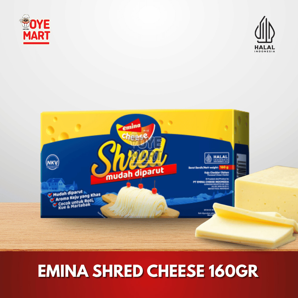 

EMINA SHRED CHEESE 160GR / KEJU CHEDDAR OLAHAN